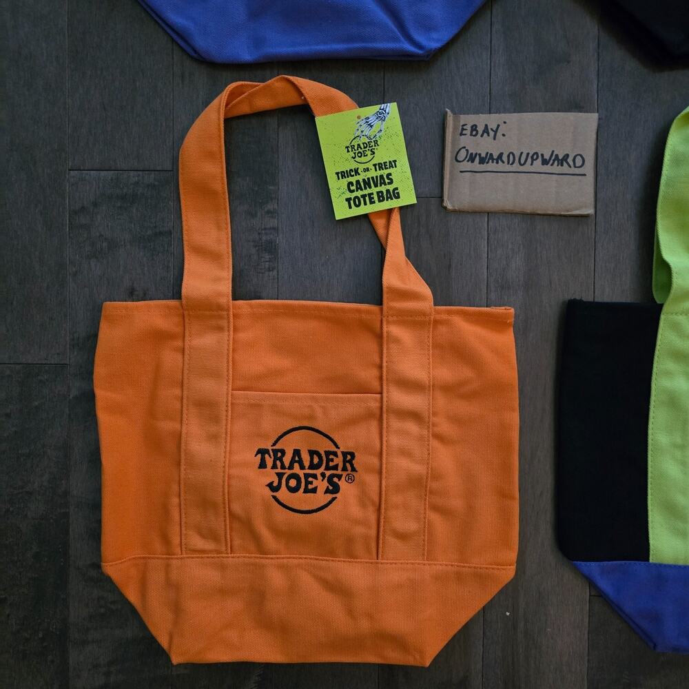 Trader Joes Mini Tote Bags Lot of 4 - Halloween Limited Collection All Colors! - Picture 6 of 9